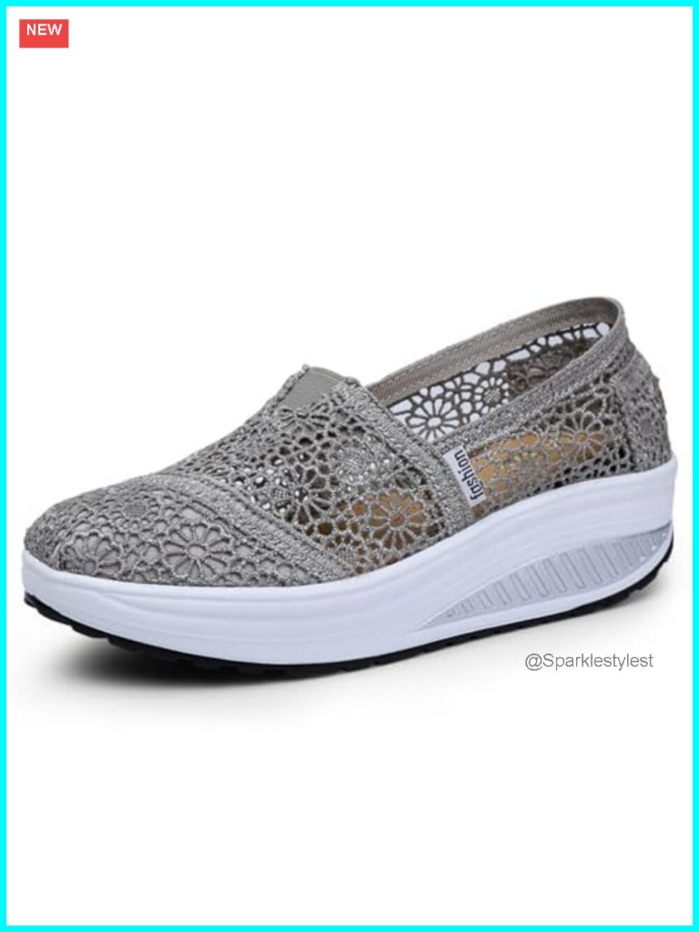 Floral Embroidery Lace Mesh Air Cushion Orthopedic Walking Sneakers